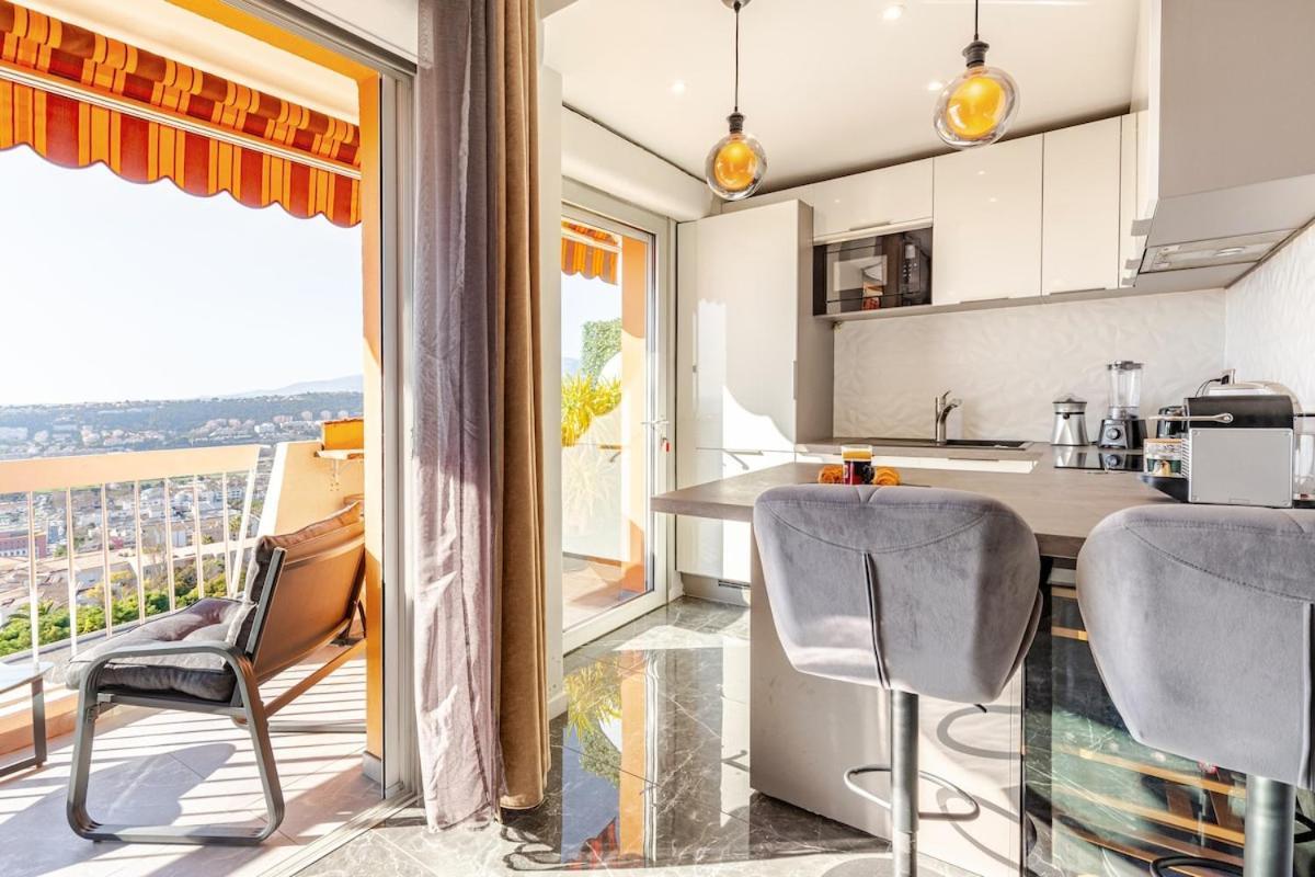 Vue Mer Et Montagne Panoramique Nizza Exterior foto